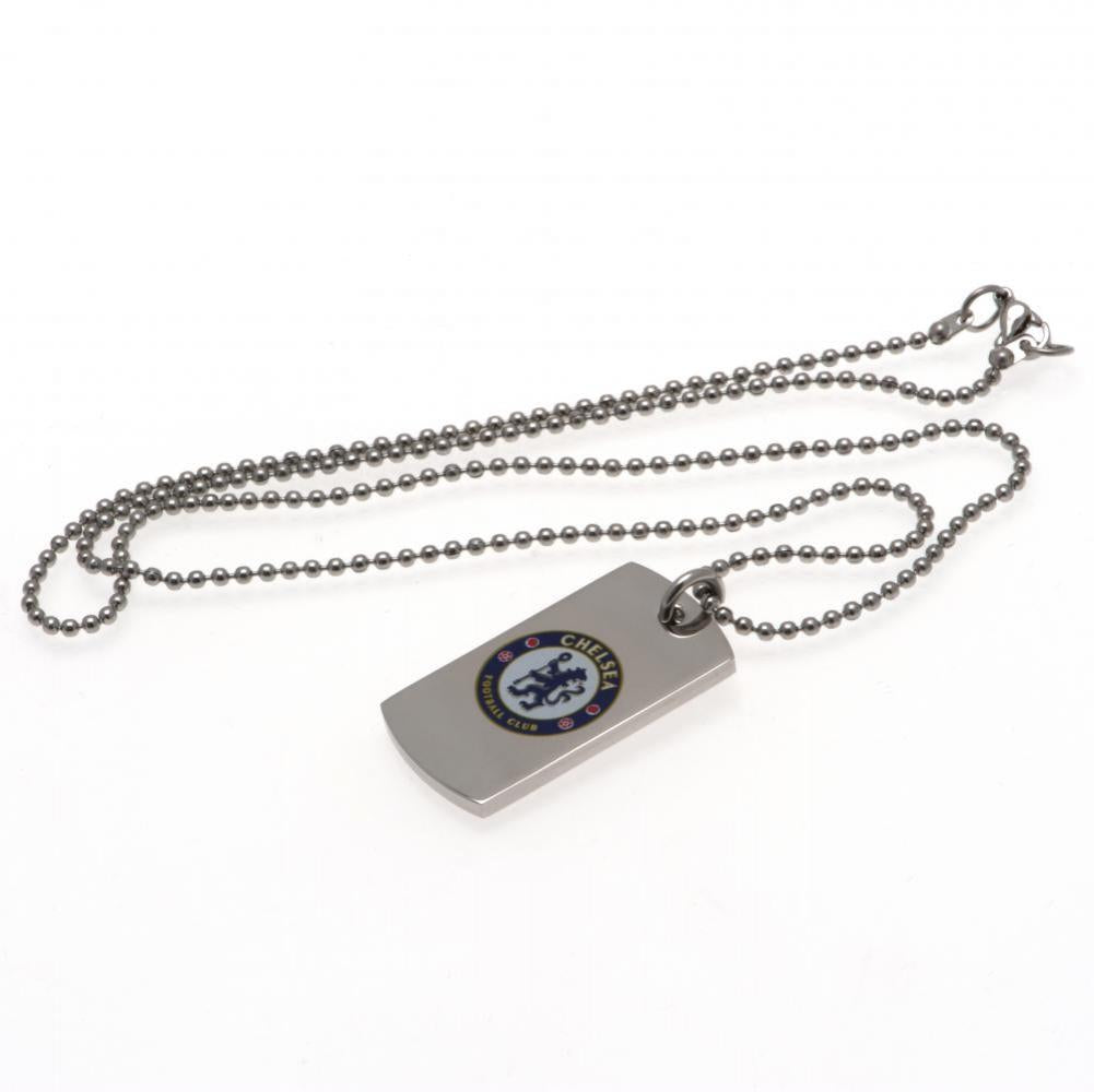 Chelsea FC Stylish Colour Crest Stainless Steel Dog Tag with Ball Chain