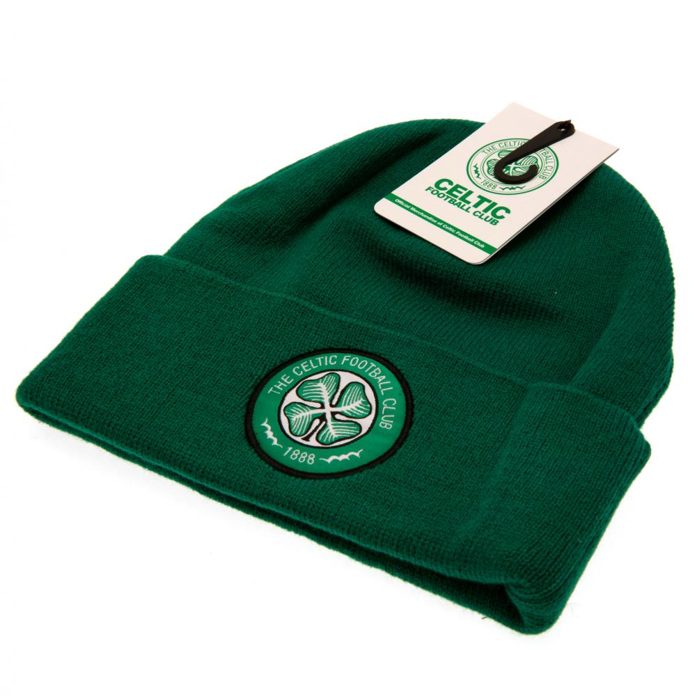 Celtic FC Embroidered Green Knit Beanie with Turn - Up Cuff