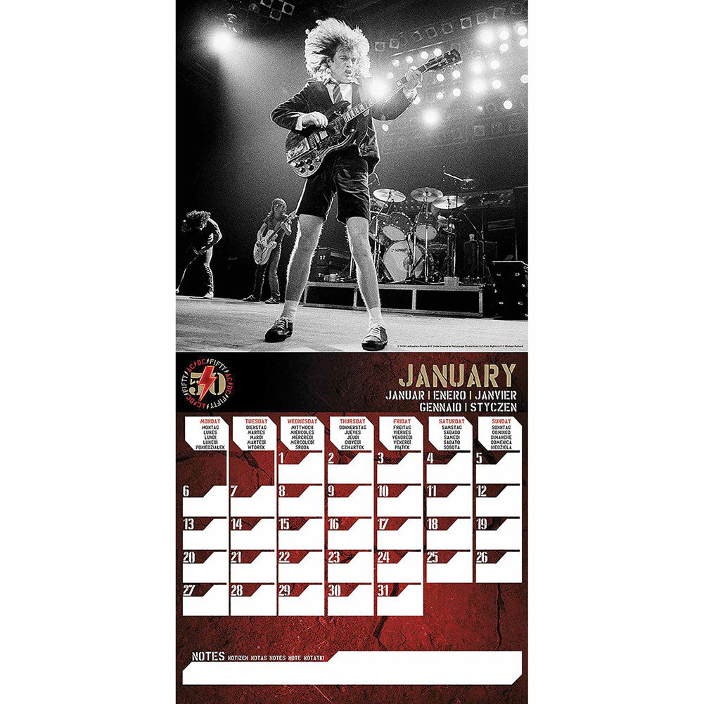 2025 AC/DC Square Wall Calendar with Action Scenes