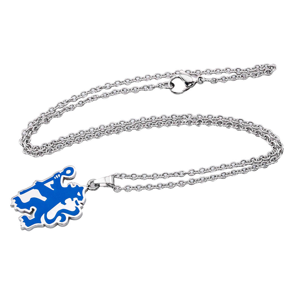 Chelsea Football Club Enamel Color Lion-Shaped Stainless Steel Pendant with Ball Chain