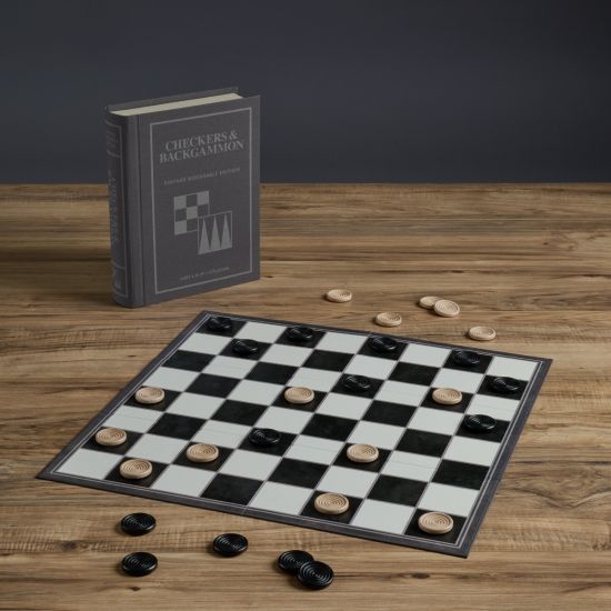 Vintage Bookshelf Edition of Classic Checkers and Backgammon Games