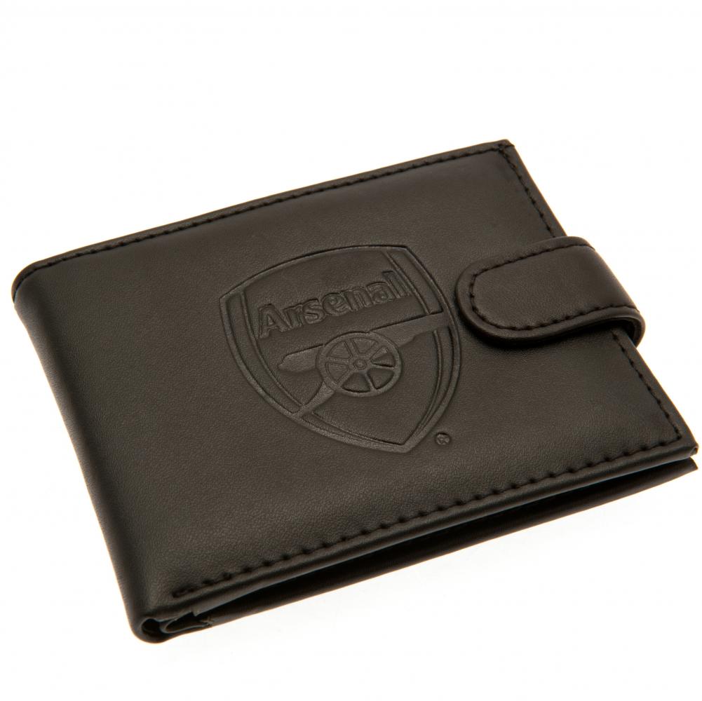 High - Quality Arsenal FC RFID - Protected Black Leather Wallet