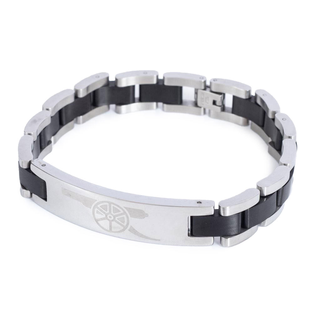Stainless Steel Arsenal FC Black Inlay Link Bracelet for Fans