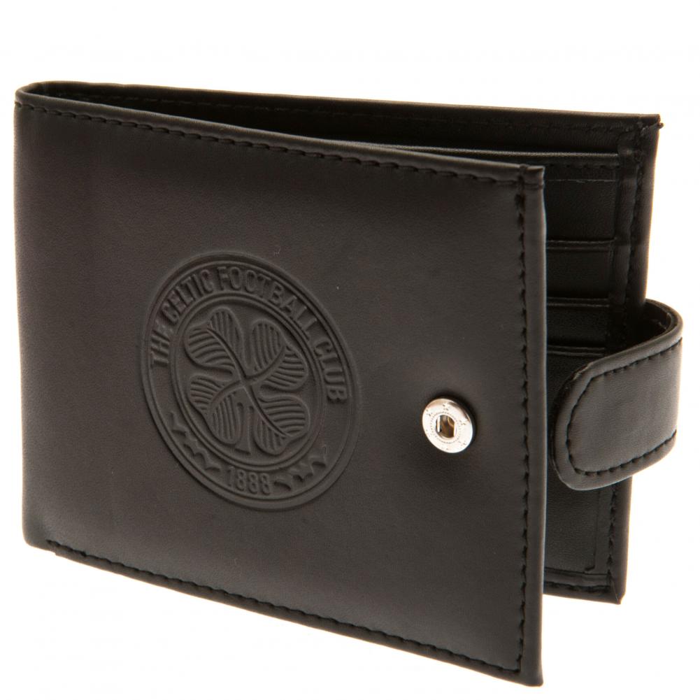 Black Leather Celtic FC RFID-Protected Wallet with Club Crest