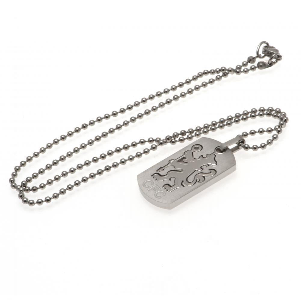 Chelsea FC Engraved Lion Design Stainless Steel Dog Tag with Ball Chain