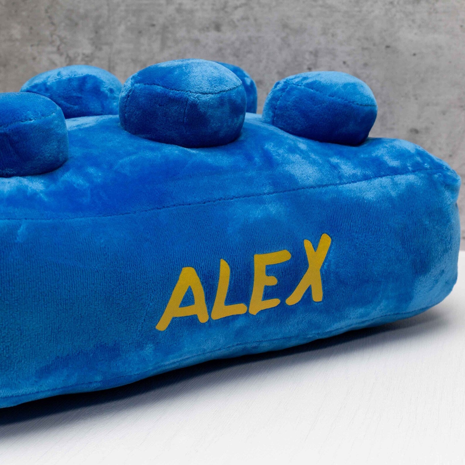 Personalizable Blue Vintage Building Brick Style Cushion