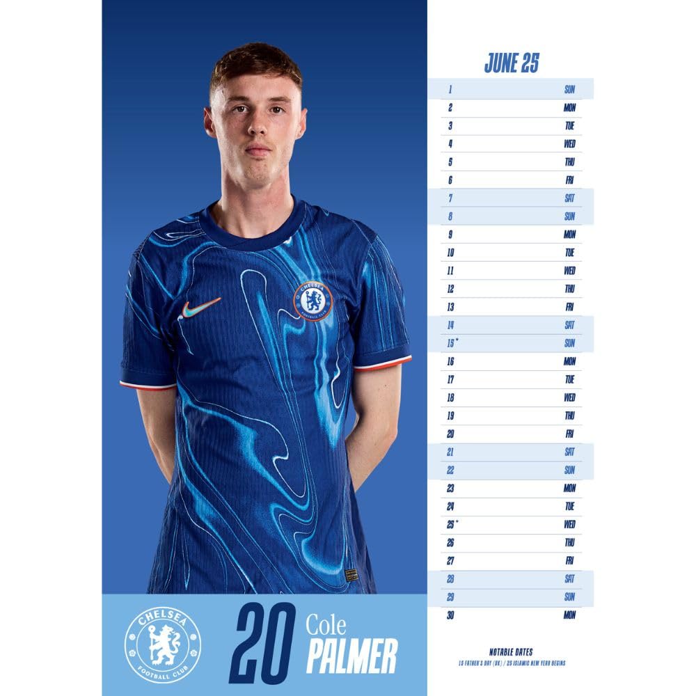 2025 A3 Wall Calendar Showcasing Beloved Chelsea FC Players