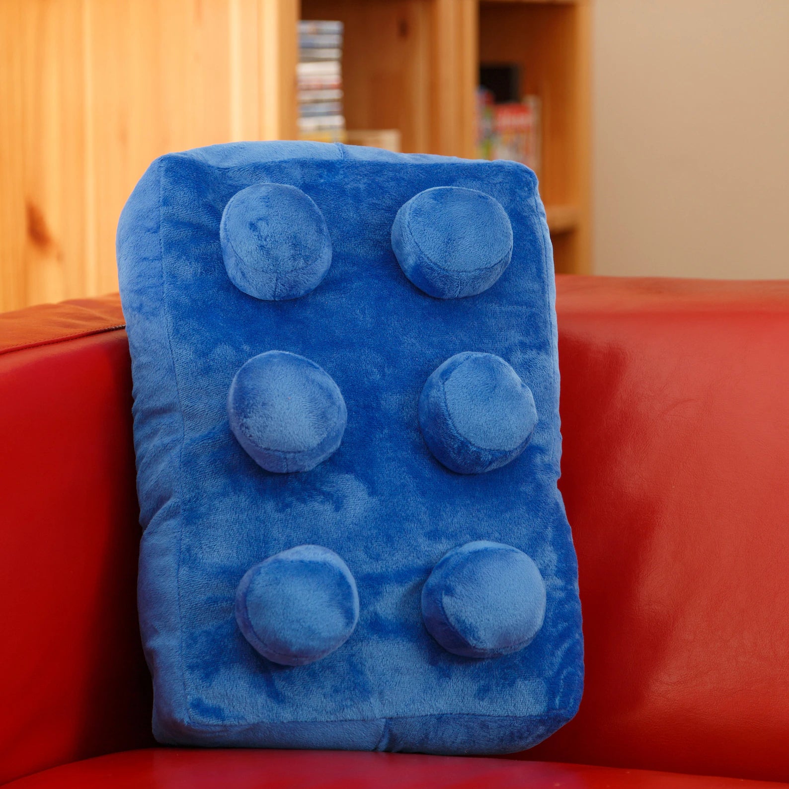 Personalizable Blue Vintage Building Brick Style Cushion