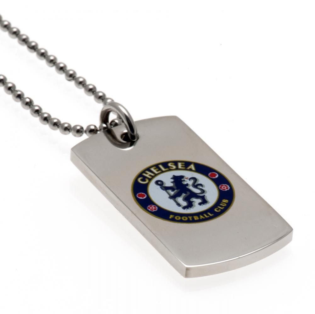 Chelsea FC Stylish Colour Crest Stainless Steel Dog Tag with Ball Chain