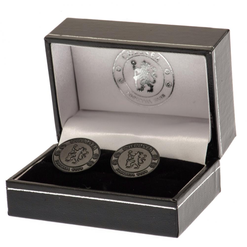Stylish Black Stainless Steel Chelsea FC Crest Cufflinks