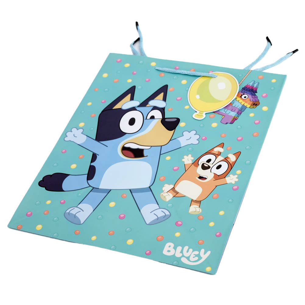 Medium-sized Multi-color Bluey and Bingo Gift Bag with Woven Handles