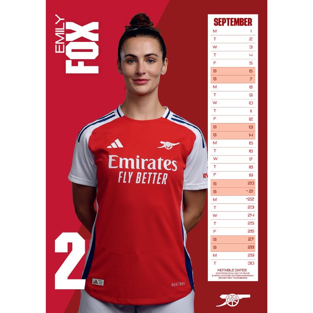 2025 A3 Wall Calendar Showcasing Arsenal Women's FC Players