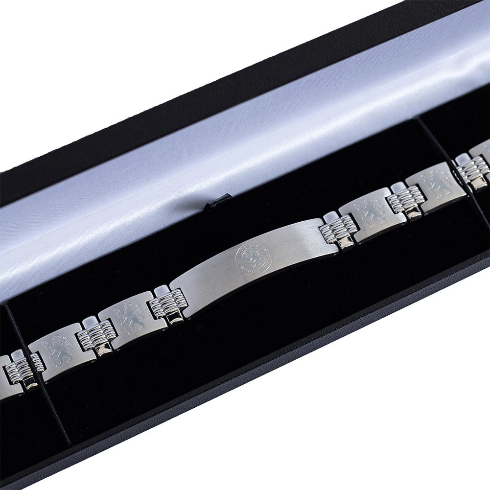 Chelsea Football Club Stainless Steel Lion - Engraved Link Bracelet for Fans