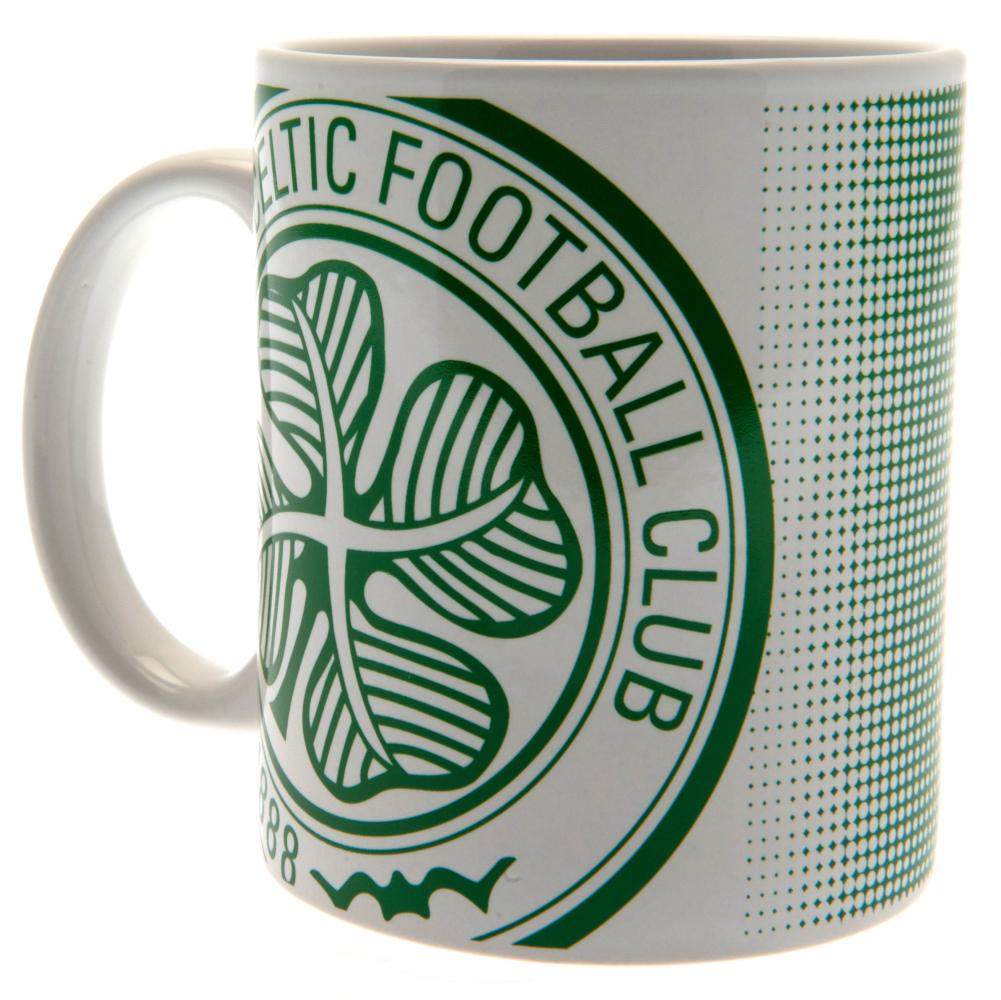 Celtic Football Club Green and White Halftone Design Ceramic Everyday Coffee Mug