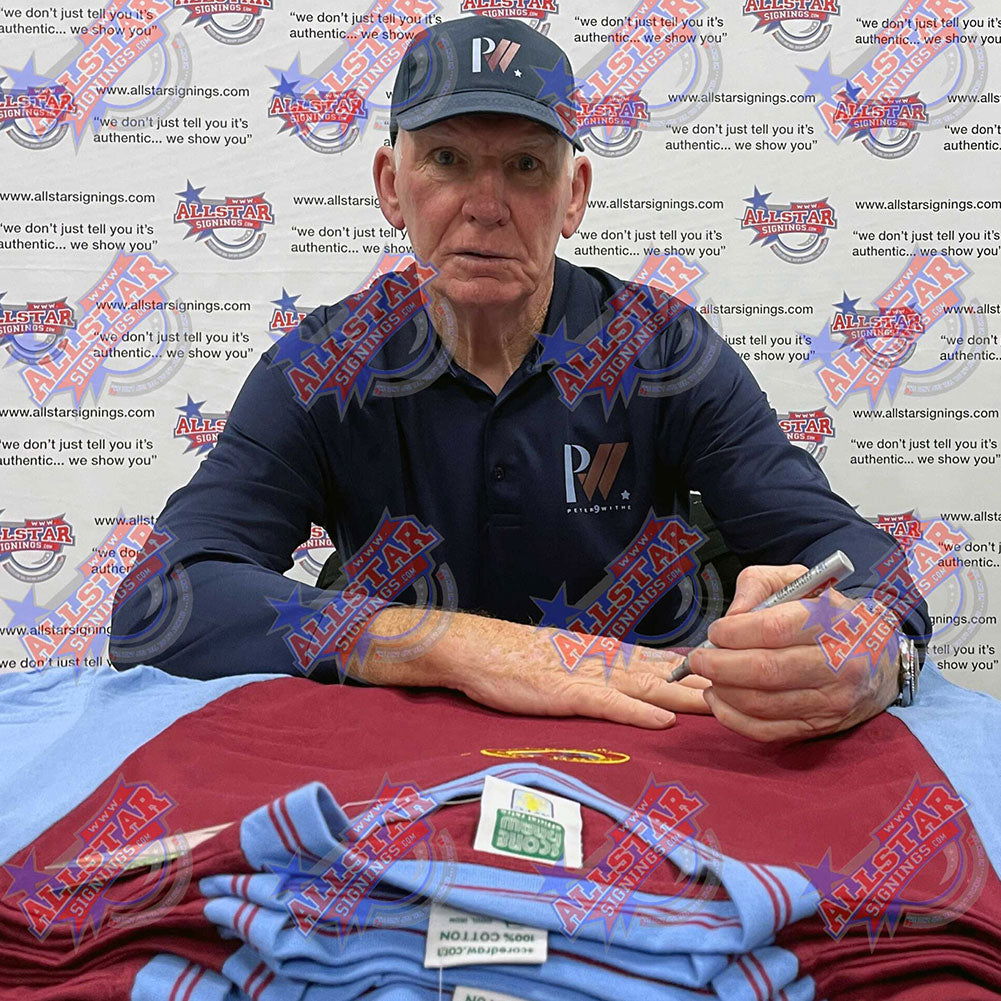 Authentic Aston Villa Football Club 1982 Replica Shirt Personally Hand - Signed by Peter Withe