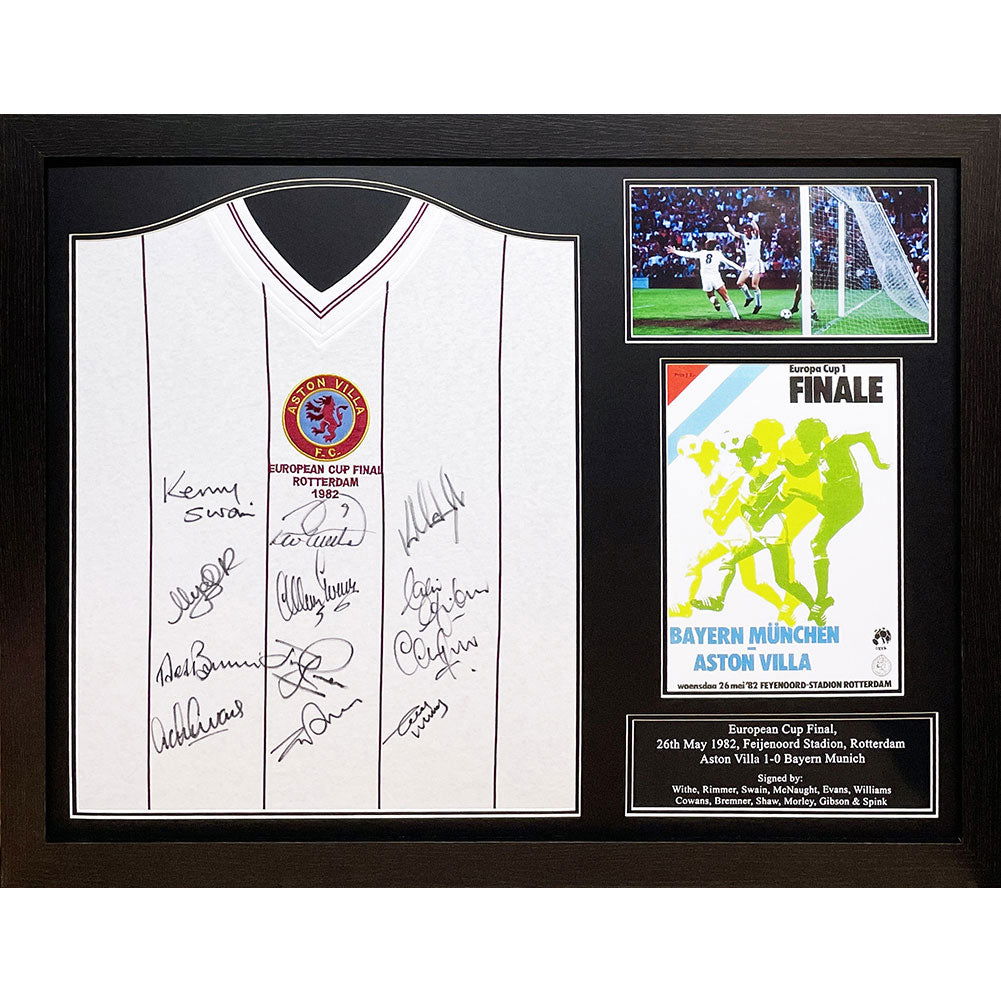 Framed 1982 European Cup Final Team Signed Replica Shirt of Aston Villa FC