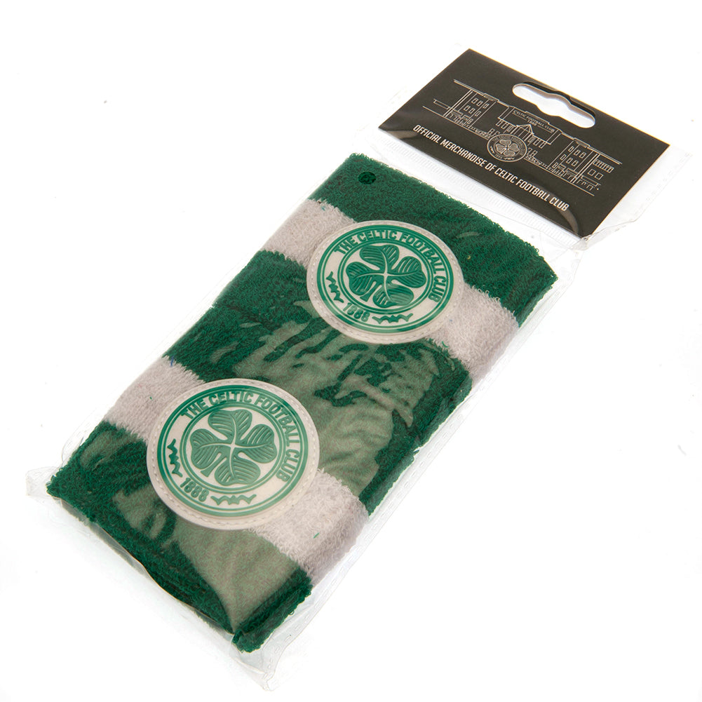 Soft Cotton Celtic FC Sweat Wristbands - Pack of 2 with Club Crest