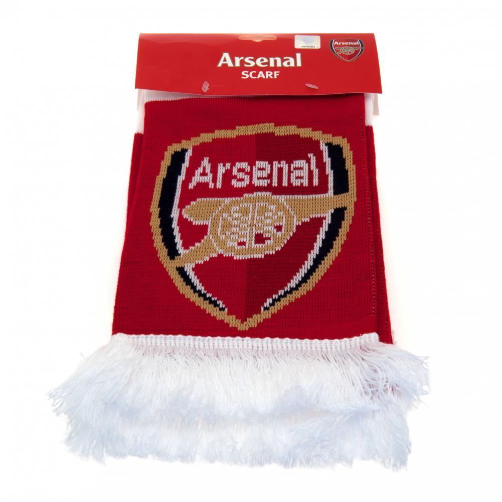 Arsenal FC Red and White Bar Stripe Jacquard Knit Scarf with Fringe