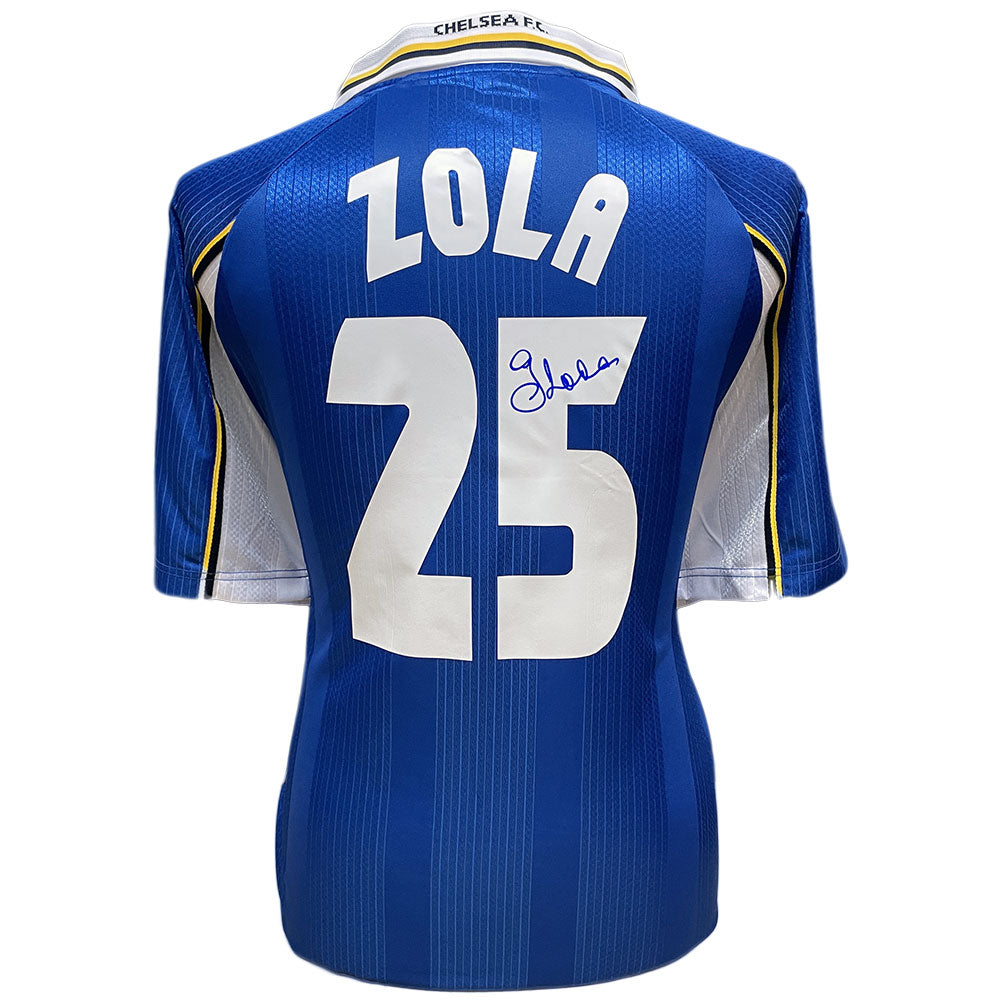 Authentic Chelsea FC 1998 UEFA Cup Winners' Cup Final Replica Shirt Personally Signed by Legendary Gianfranco Zola