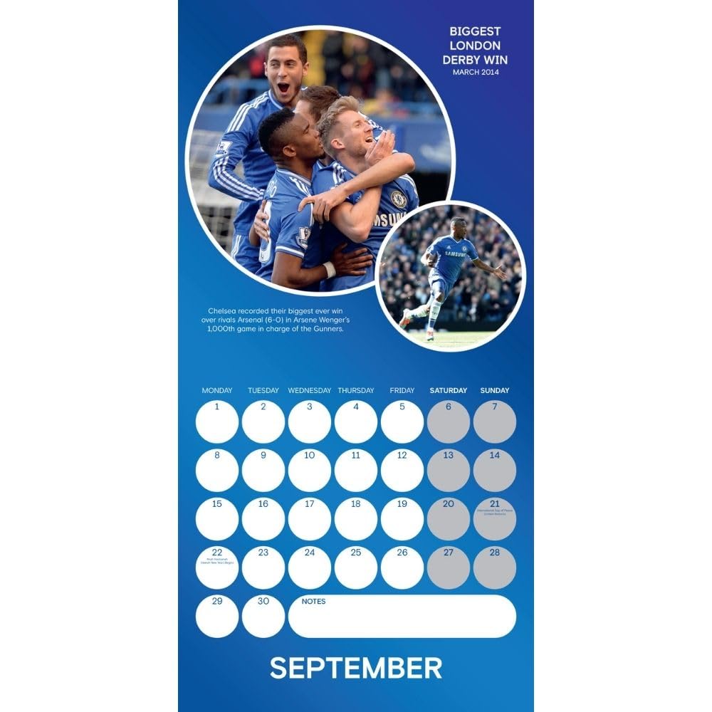 2025 Chelsea FC Legends Square Wall Calendar with Memorable Moments