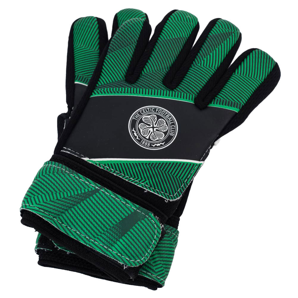 Kids' Celtic FC Fuse Goalkeeper Gloves with White Crest