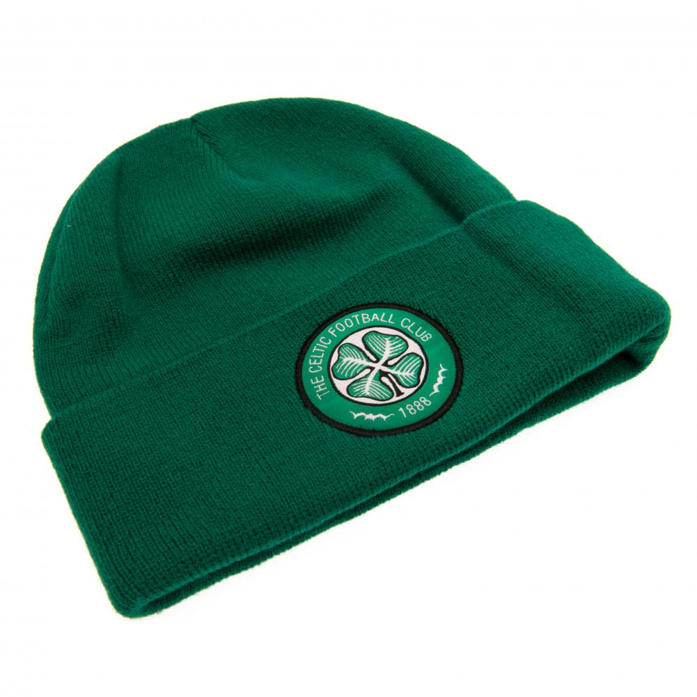 Celtic FC Embroidered Green Knit Beanie with Turn - Up Cuff