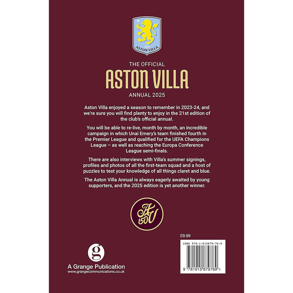 Aston Villa Football Club 2025 Official Annual - A Must - Have for Fans