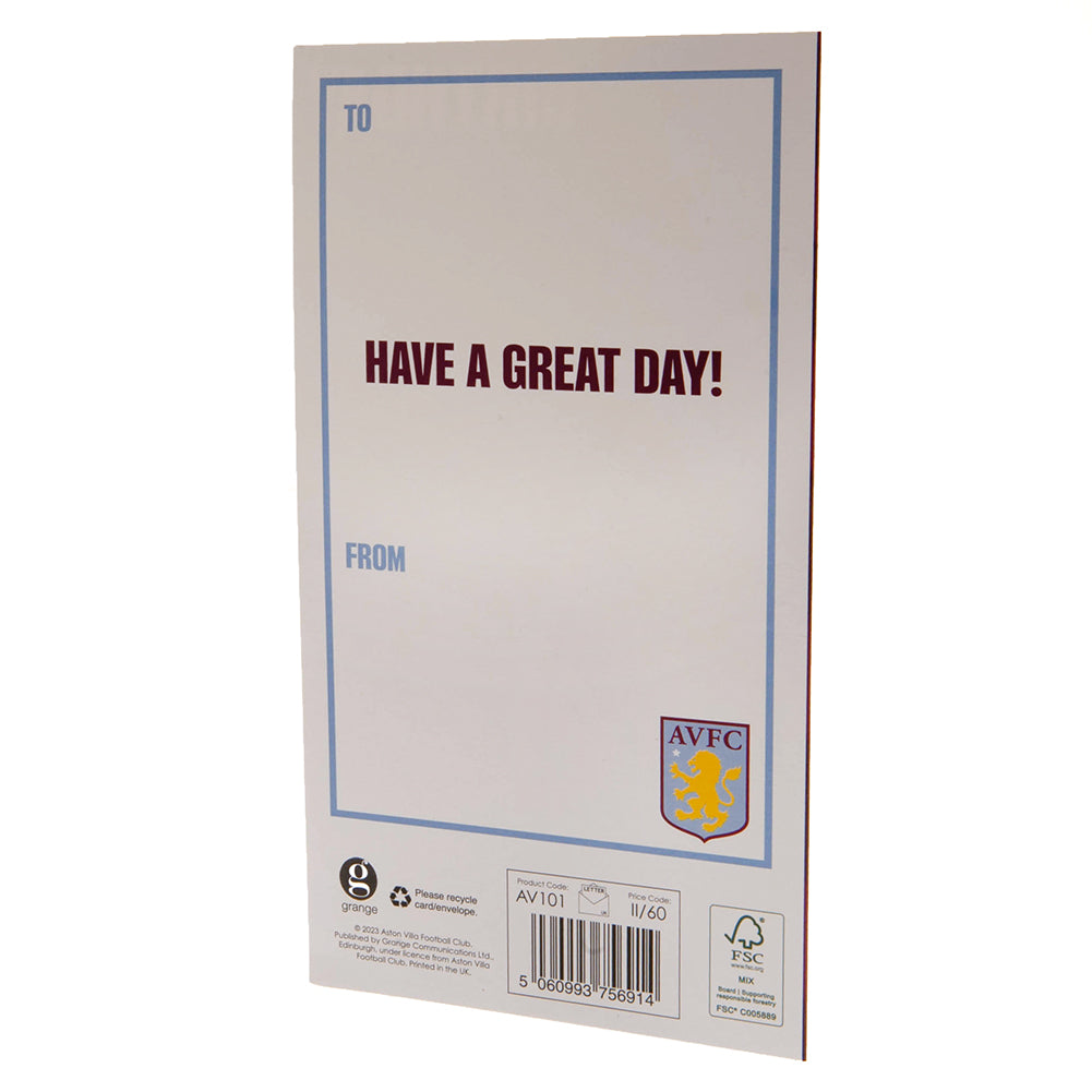 Aston Villa Football Club Crest Folded Glossy Birthday Greeting Card