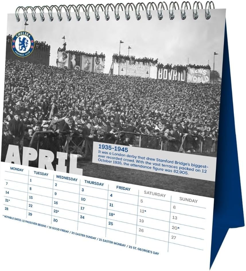 Chelsea Football Club 2025 Desktop Easel Calendar - Special Edition Commemorating Since 1905