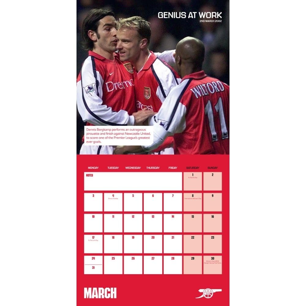 2025 Arsenal FC Legends Decorative Square Wall Calendar