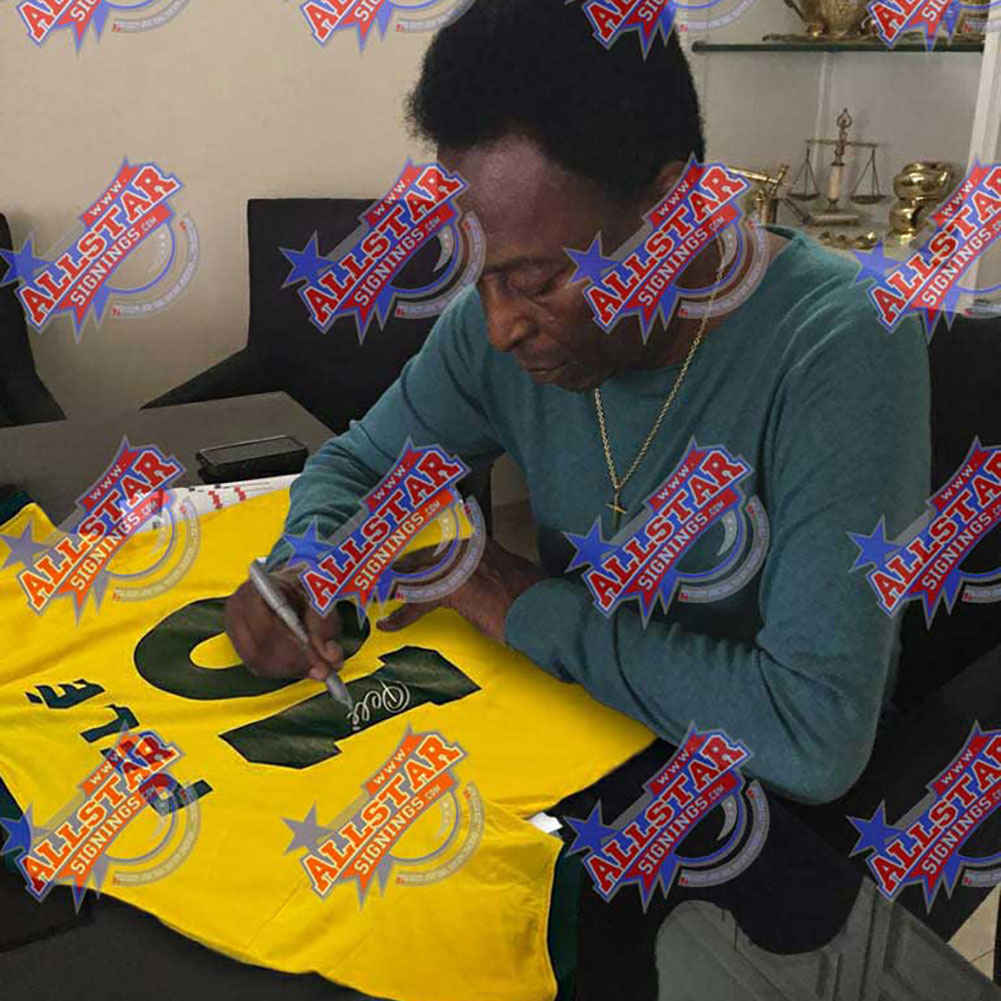 Framed Brazil 1970 Replica Soccer Shirt Hand - Signed by Legendary Pele