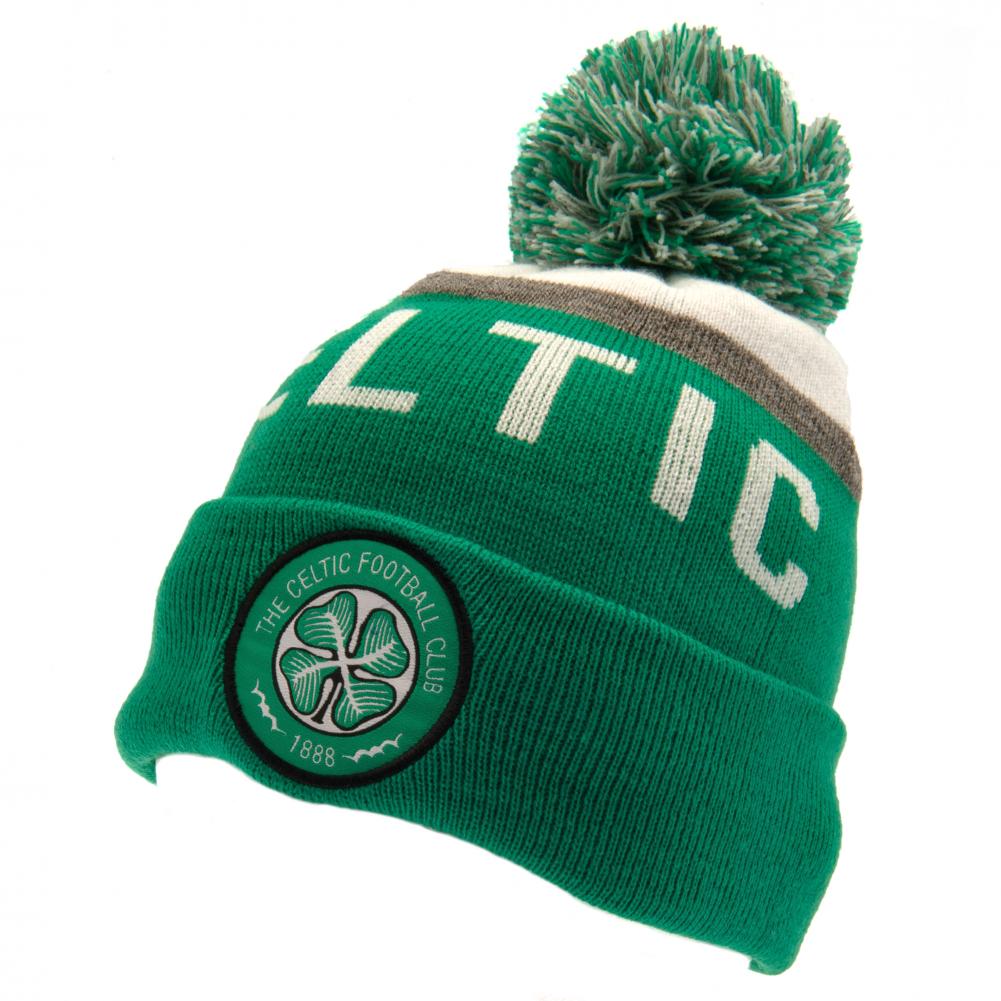 Stylish Celtic FC Green and White Text Ski Beanie Hat
