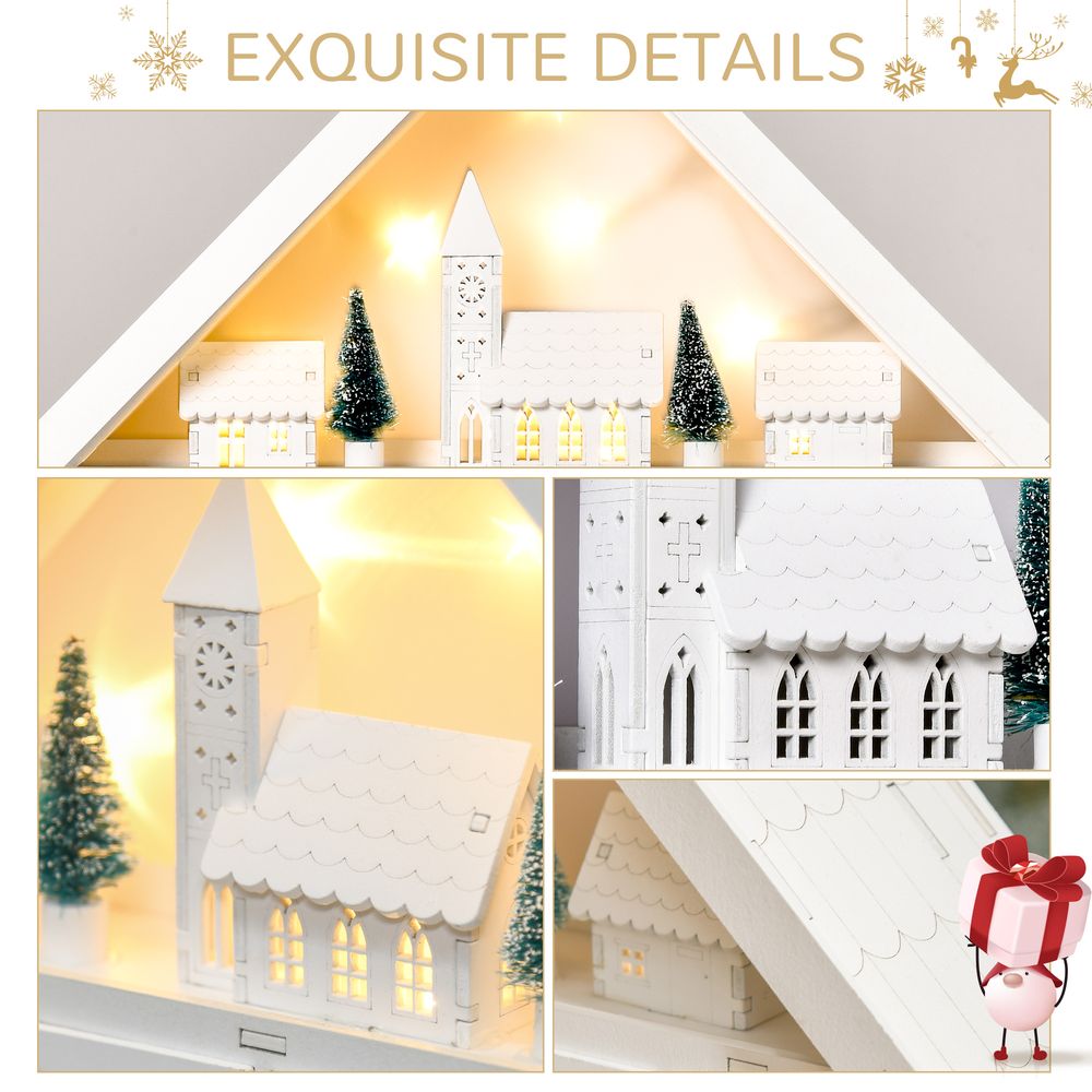 Wooden 24-Drawer Light-Up White Christmas Advent Calendar for Countdown