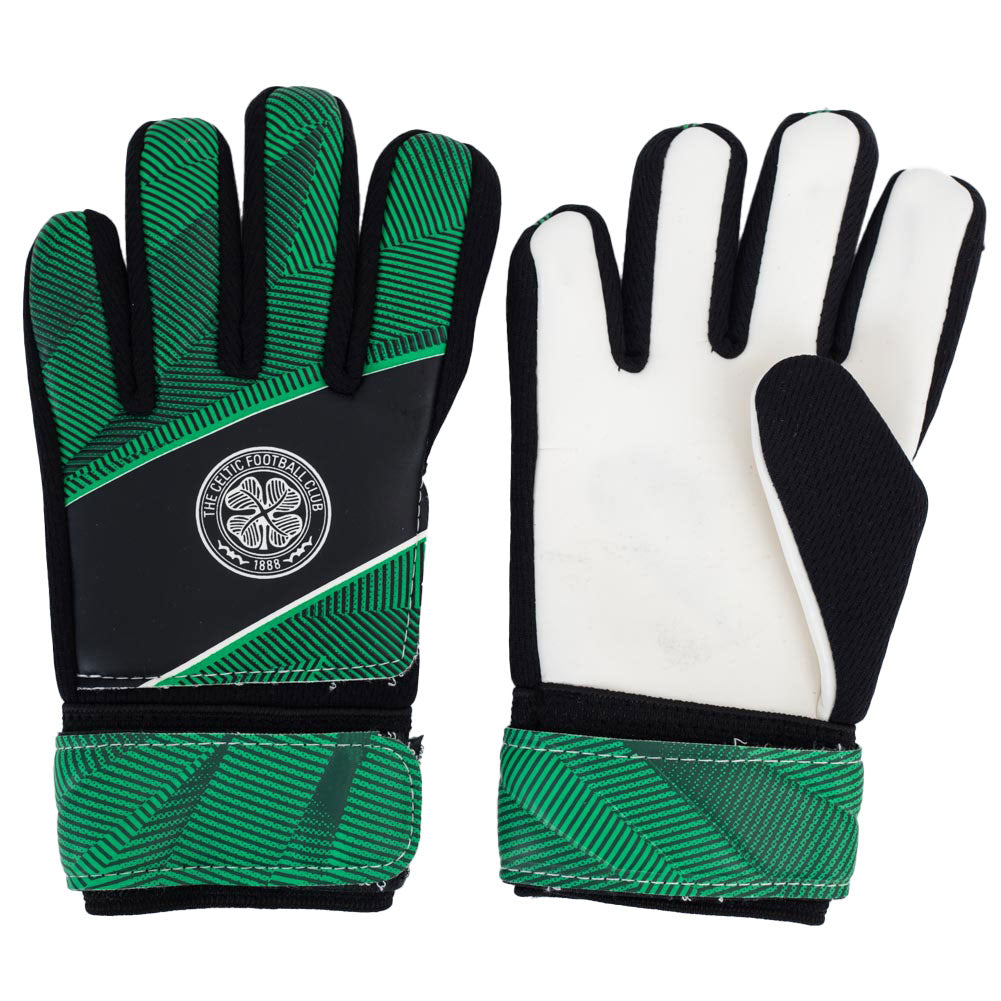 Kids' Celtic FC Fuse Goalkeeper Gloves with White Crest