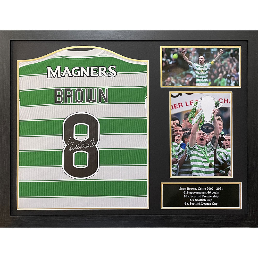 Framed Celtic FC Replica Shirt Signed by Scott Brown from 2021 - 2022 Season