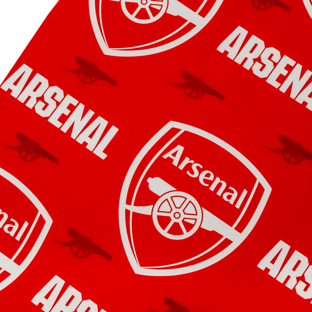 Vibrant Arsenal FC Text Red Gift Wrap Sheets with Crest Tags