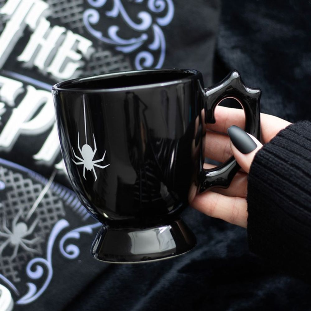 Gothic-Style Black Spider Decorated Teacup for Dark Soirées