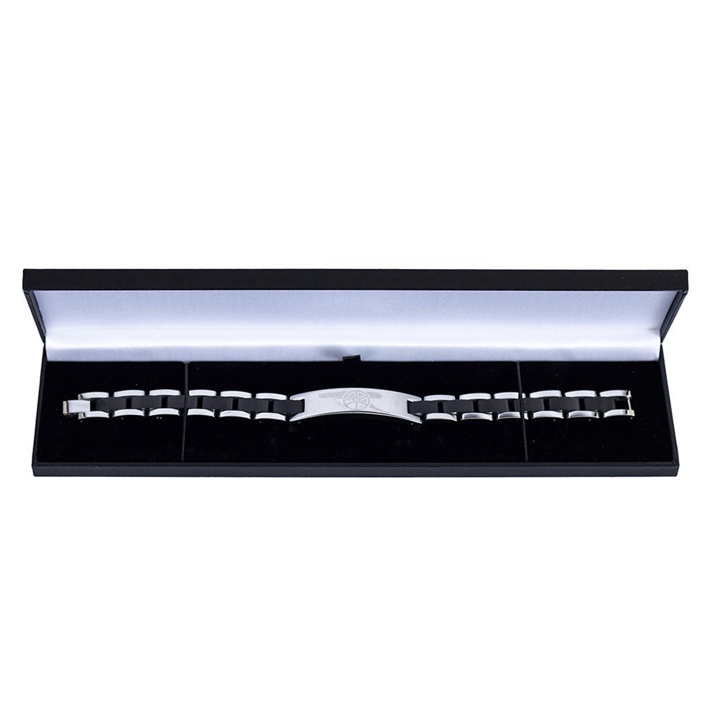 Stainless Steel Arsenal FC Black Inlay Link Bracelet for Fans