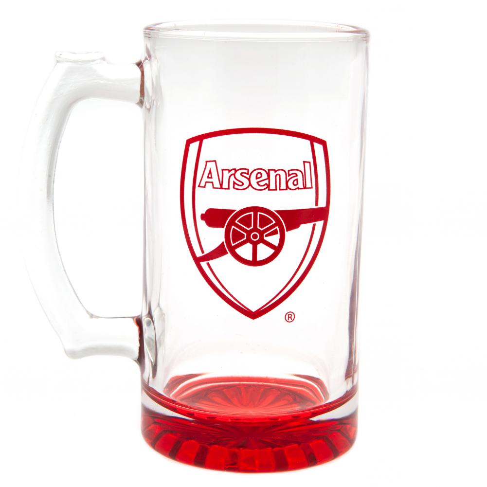 Arsenal FC Red Base Glass Stein Tankard with Club Crest