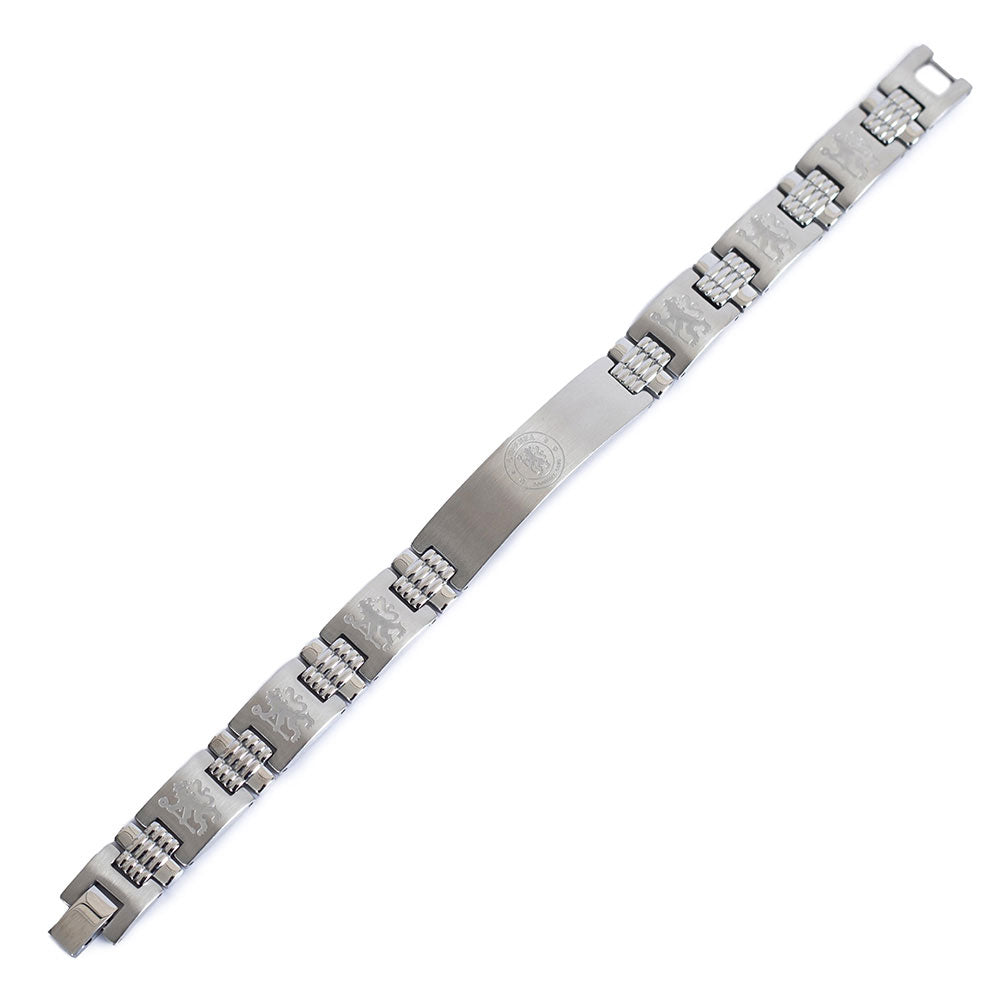 Chelsea Football Club Stainless Steel Lion - Engraved Link Bracelet for Fans