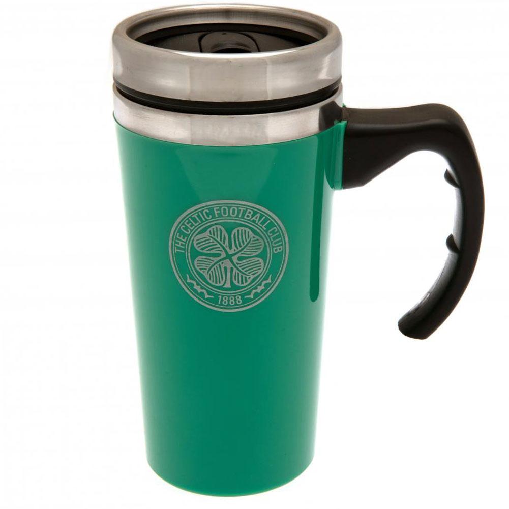 Ergonomic Celtic FC Green Gloss Handled Thermal Travel Mug