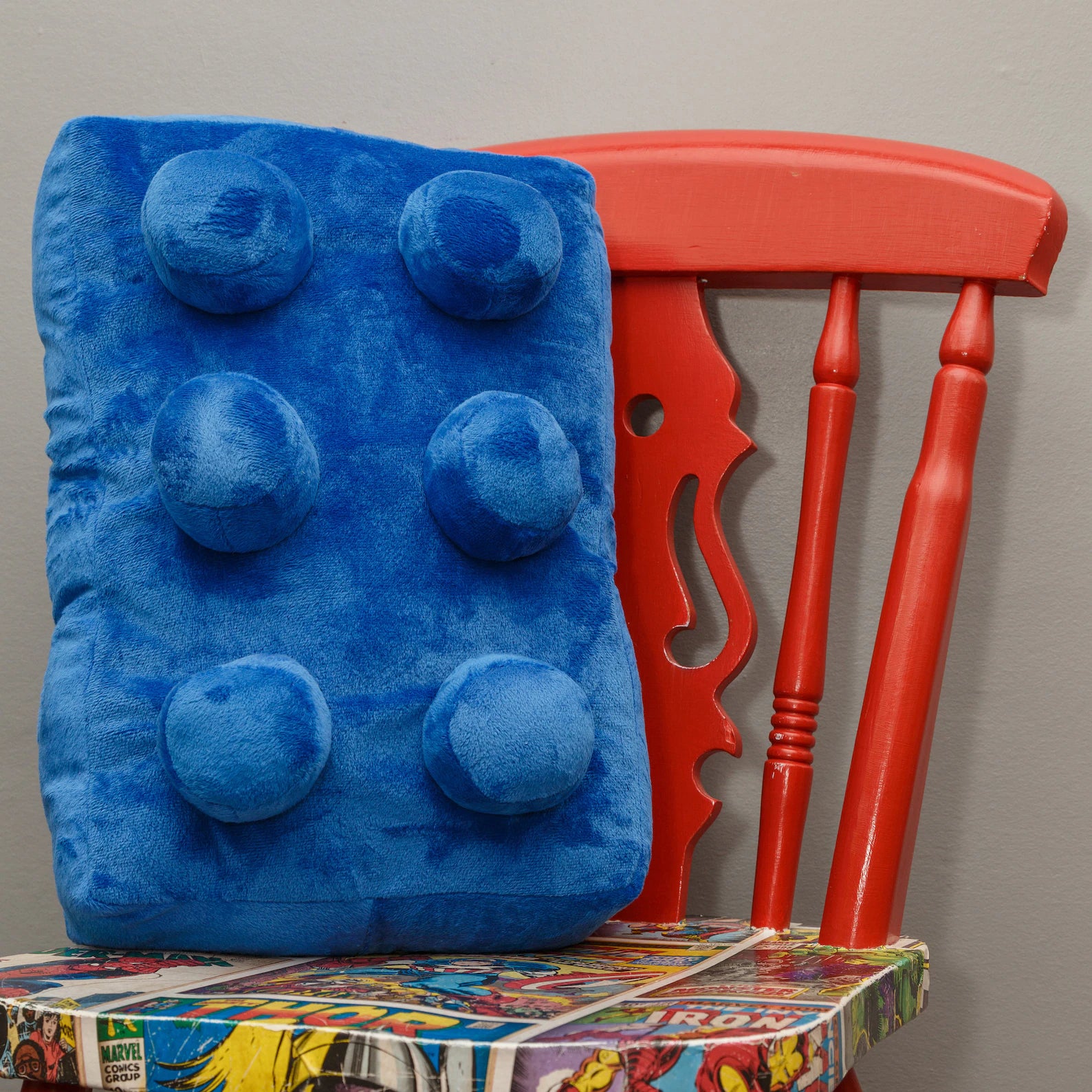 Personalizable Blue Vintage Building Brick Style Cushion