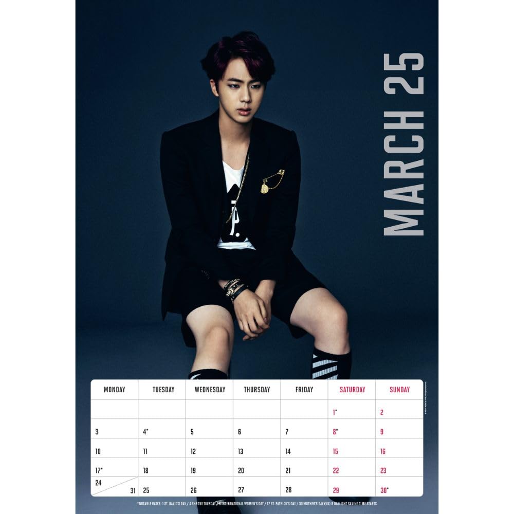 2025 A3 Wall Calendar Showcasing Popular Boy Band BTS Members