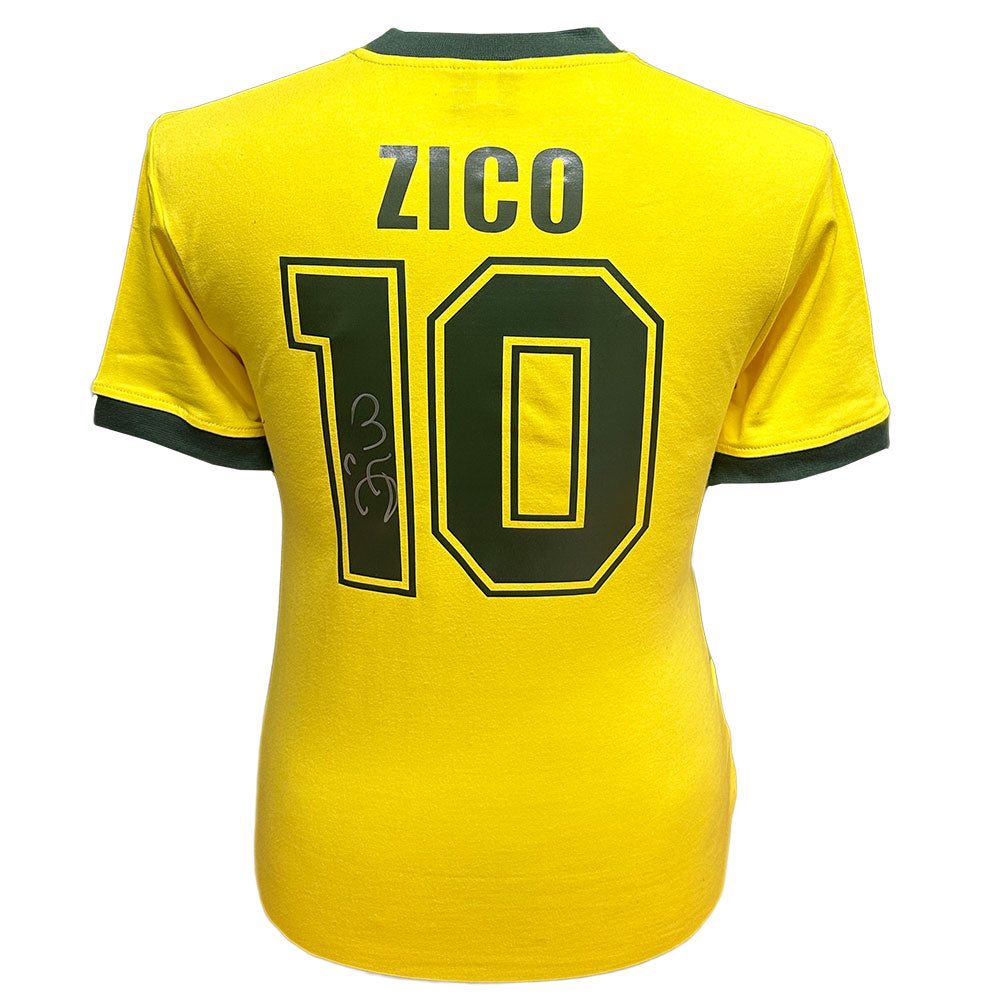 Authentic 1982 Brazil Replica Shirt Hand - Signed by Zico in Milan 2022