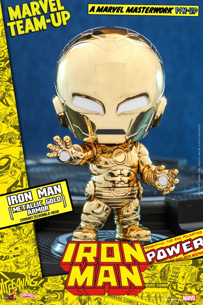 Marvel Comics Cosbaby Mini Collectible Figure of Iron Man with Metallic Gold Armor