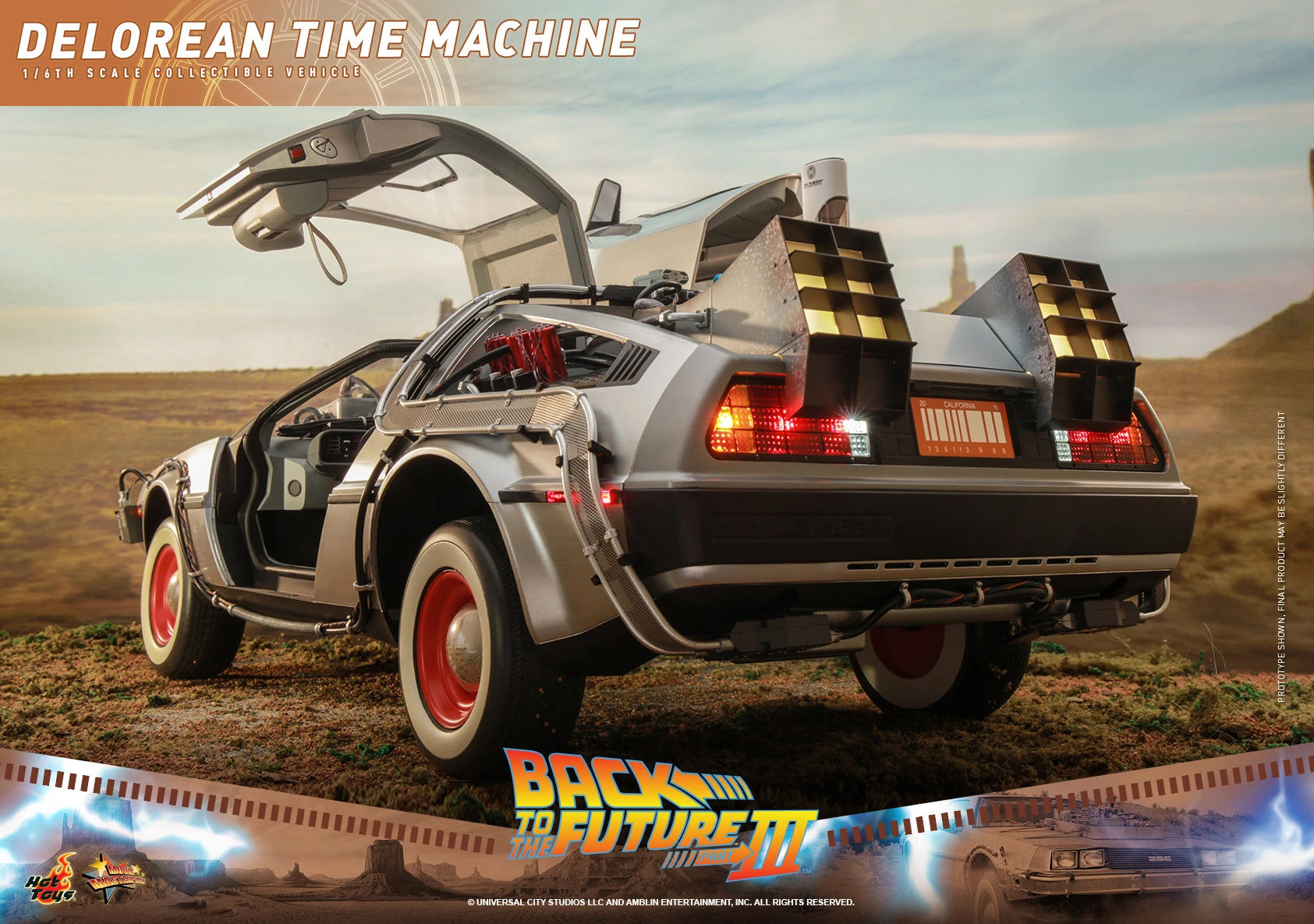 Hot Toys 1/6th Scale Back to the Future Part III DeLorean Time Machine Collectible