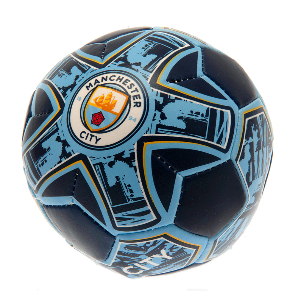 Manchester City Football Club 4-Inch Miniature Soft Practice Ball for Indoor Use