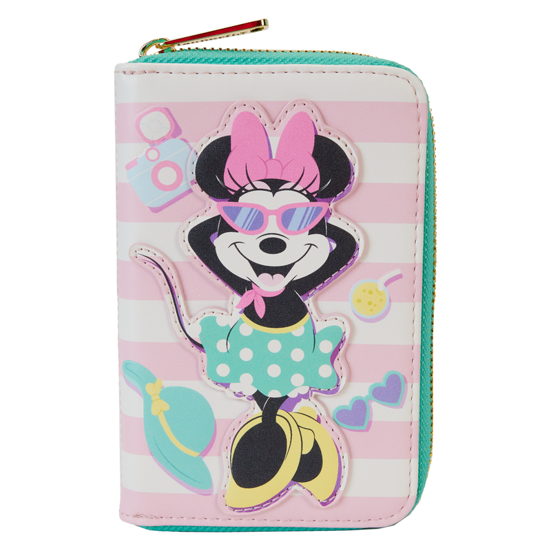 Loungefly Disney Minnie Mouse Themed Vacation-Style Zip Around Wallet for Travel and Daily Use