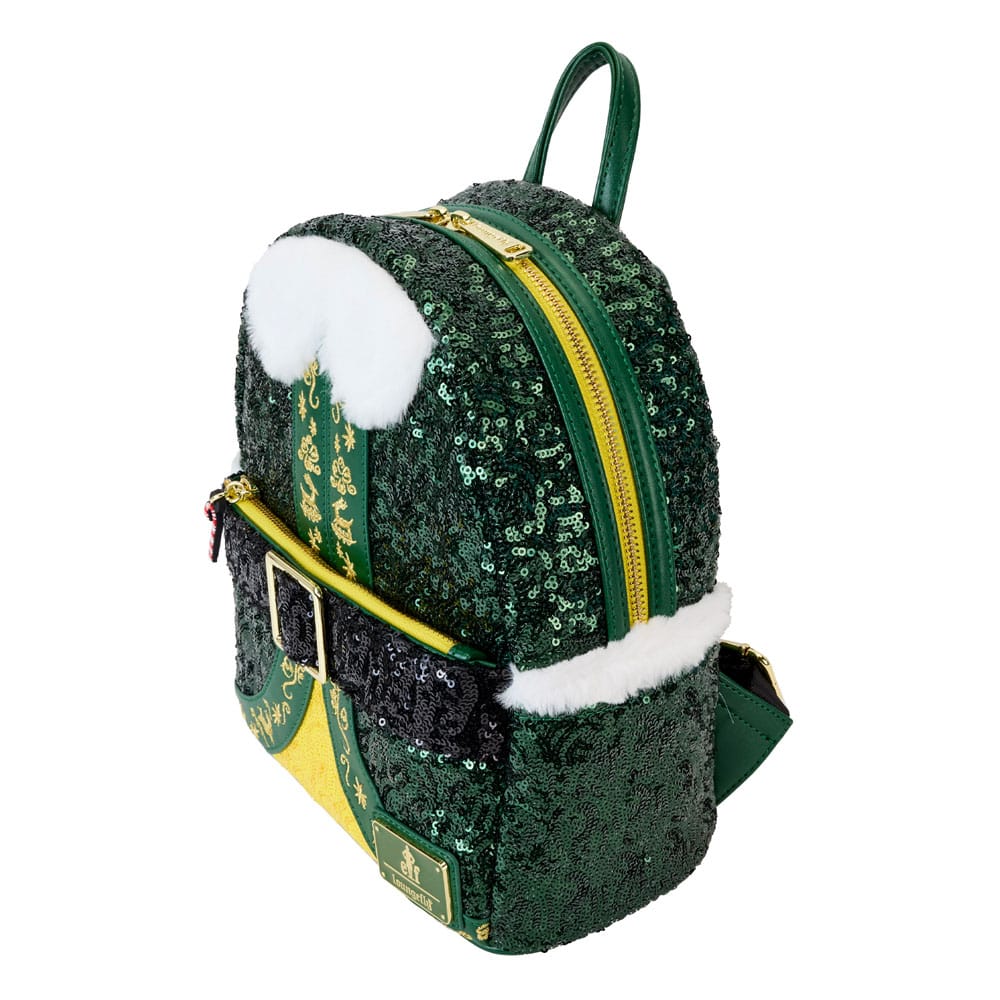 Loungefly Sparkly Sequin Elf Buddy Cosplay Mini Backpack for Holidays