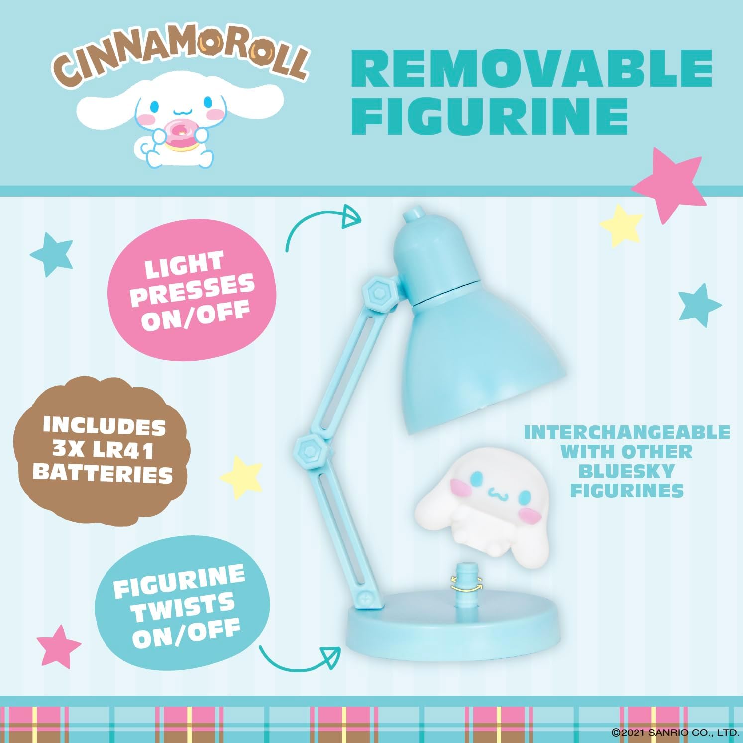 Sanrio Hello Kitty & Friends Cinnamoroll Themed Mini LED Desk Lamp for Decor